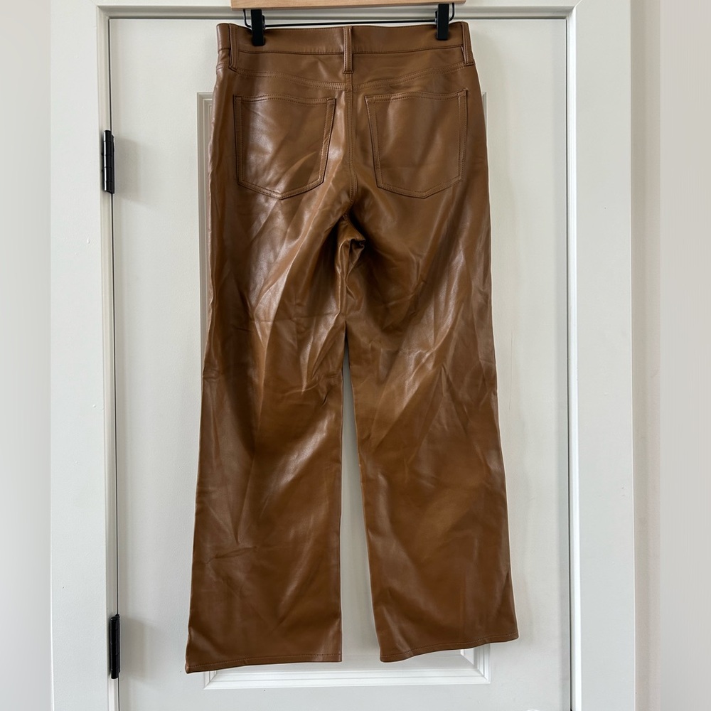 J.Crew Faux Leather Slim Wide Leg Pants Brown Size 27 - Picture 5 of 7
